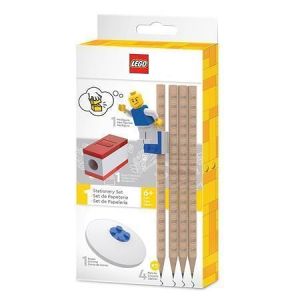 Grafitová tužka, 4 ks, sada s ořezávátkem, gumou, LEGO klipem a minifigurkou, LEGO 52053