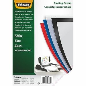 Zadní kryt, Polypropylen, matný, černý, A4, 280 g, pro kroužkovou vazbu, FELLOWES