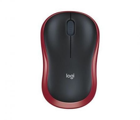 Myš "M185", červená, bezdrátová, optická, standardní velikost, LOGITECH