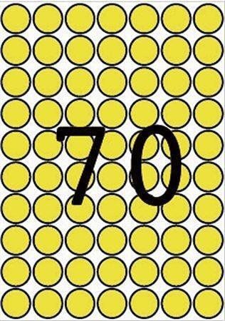 Etikety, kruhové, žlutá, průměr 19mm, 560 ks/bal., A5, APLI