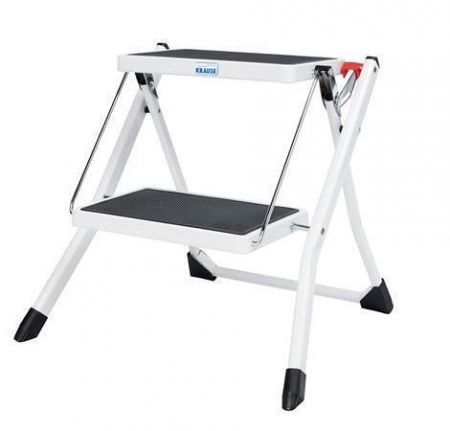 Schůdky "Picoly", bílá, 2 schody, skládací, ocelové, KRAUSE 130983