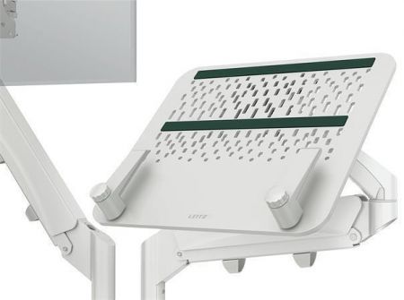Držák na monitor a notebook "Ergo Dual", světle šedá, 2 ramena, LEITZ 65380085