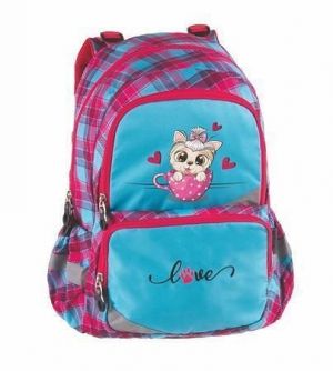 Batoh "Anatomic Kitty Love", světle modrá-růžová, anatomický, PULSE 122002