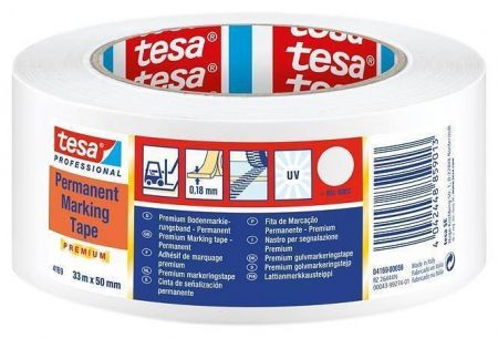 Značkovací páska na podlahy "Professional Premium 4169", bílá, 50 mm x 33 m, TESA 04169-00