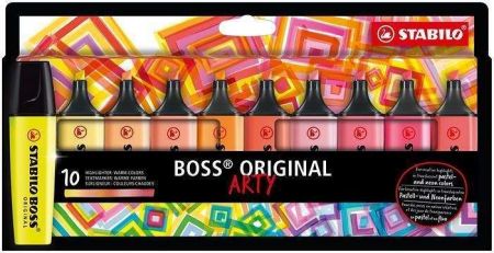 Zvýrazňovače "BOSS original Arty", 10 ks, teplé odstíny, 2-5 mm, STABILO 70/10-1-20