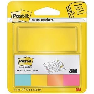 Samolepicí záložky, mix barev, 20x38 mm, 4x50 listů, 3M POSTIT