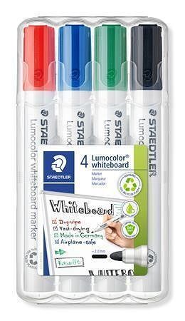 Popisovač na bílou tabuli "Lumicolor 351", 4 barvy, kuželový hrot, 2mm, STAEDTLER