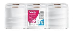 Toaletní papír, bílá, 2-vrstvý, 124,8 m, průměr 18 cm, 12 rolí, SOVIO PP20915