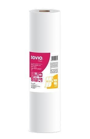 Papír na vyšetřovací lůžko, bílá, 2-vrstvý, 49 cm x 50 m, 1 role, SOVIO PP20917