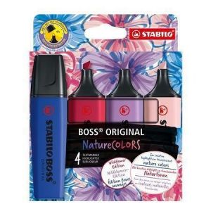 Zvýrazňovač "BOSS original NatureCOLORS Wildflowers", 4 barvy, 2-5 mm, STABILO 70/4-1-103-