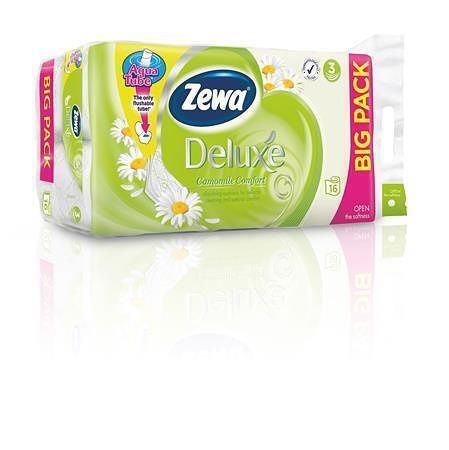 Toilet paper, 3 ply, 16 rolls, ZEWA "Deluxe, chamolile