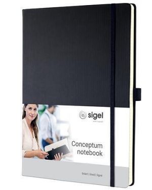 Záznamní kniha "Conceptum", černá, tvrdé desky, A4, linkovaná, 194 listů, SIGEL