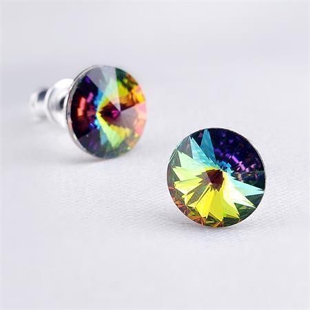 Náušnice "MADE WITH SWAROVSKI ELEMENTS", měnivé barvy, 8 mm