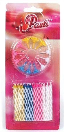 Svíčky, narozeninové, 24 ks + 12 ks držáků