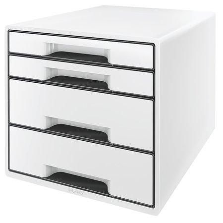 Zásuvkový box "Cube", bílá/černá, 4 zásuvky, plast, LEITZ