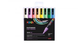 Akrylový popisovač "Posca PC-3M", 8 pastelových barev, sada, 0,9-1,3 mm, UNI 2UPC3MPASZTEL