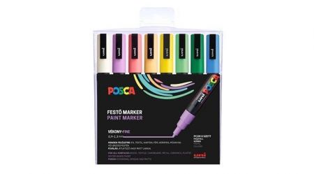 Akrylový popisovač "Posca PC-3M", 8 pastelových barev, sada, 0,9-1,3 mm, UNI 2UPC3MPASZTEL