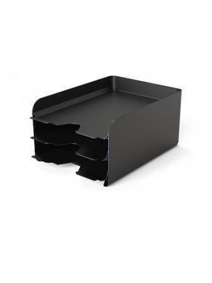 Odkladač, černá, kov, 3 oddíly, ALBA ODBLOC N