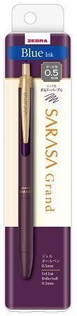 Gelové pero "Sarasa Grand", modrá, 0,33 mm, stiskací mechanismus, lilkově fialové tělo, ZE