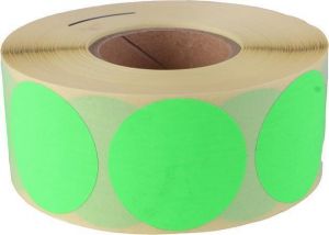 Etikety, zelená, kruhové, průměr 38 mm, 1000 etiket/ role