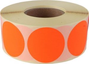 Etikety, červená, kruhové, průměr 38 mm, 1000 etiket/ role