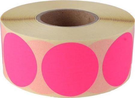 Etikety, růžová, kruhové, průměr 38 mm, 1000 etiket/ role