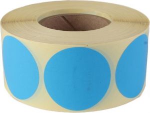 Etikety, modrá, kruhové, průměr 38 mm, 1000 etiket/ role