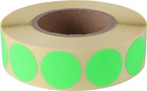 Etikety, zelená, kruhové, průměr 20 mm, 1000 etiket/ role