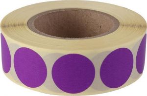 Etikety, fialová, kruhové, průměr 20 mm, 1000 etiket/ role