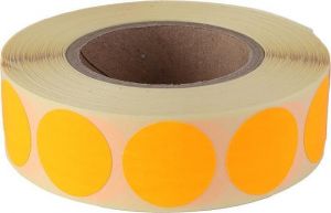 Etikety, oranžová, kruhové, průměr 20 mm, 1000 etiket/ role