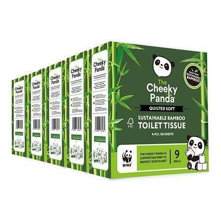 Toaletní papír, bílá, bambusový, 3-vrstvý, malé role, 9 rolí, CHEEKY PANDA PFTOILT9X5