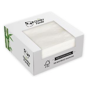 Ubrousky, bílá, bambusové, 2-vrstvé, 1/4 skládání, 39 x 39 cm, 100 ks, CHEEKY PANDA PFCNAP