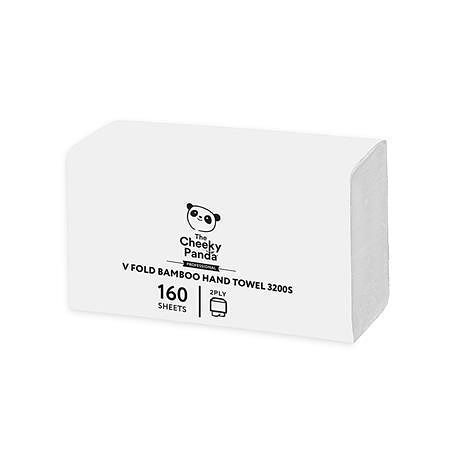 Ručníky, bílá, bambusové, 2-vrstvé, skládané V, 20x 160 útržků, CHEEKY PANDA VHANDTW20