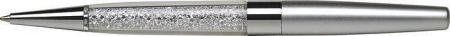 Kuličkové pero s bílými krystaly v dolní části "MADE WITH SWAROVSKI ELEMENTS", stříbrná