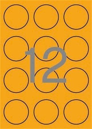 Etikety, kruhové, fluorescentní oranžová, průměr 60mm, 240 ks/bal., APLI