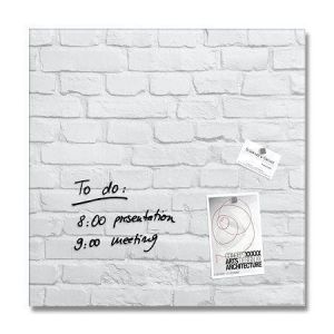 Magnetická skleněná tabule, 48x48 cm, SIGEL, "Artverum® ", bílá kámen