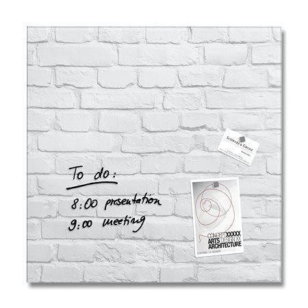 Magnetická skleněná tabule, 48x48 cm, SIGEL, "Artverum® ", bílá kámen