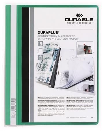 Desky s rychlovazačem "DURAPLUS", zelená, A4, široké, DURABLE 257905