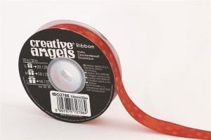 Saténová stuha, červená s puntíky, 15 mm x 22 m, IBO2786