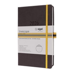Diář "Linescape", černá-žlutá, A5, týdenní, 2026, tvrdé desky, SIGEL L2603