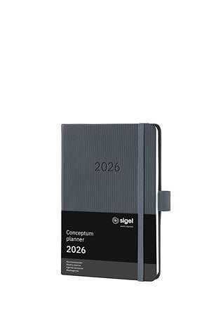 Diář "Conceptum", tmavě šedá, A6, týdenní, 2026, tvrdé desky, SIGEL C2667