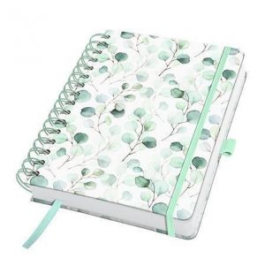 Spirálový sešit "Jolie", Eucalyptus Day, 168 x 215 mm, čistý, 120 listů, tvrdé desky, SIGE