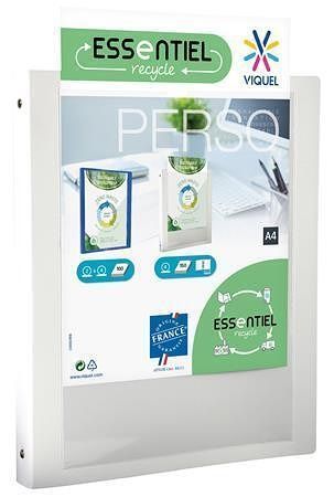 Pořadač čtyřkroužkový "Standard", bílý, přední průhledná kapsa, 25 mm, A4, PP/PP, VIQUEL