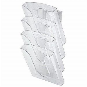 Držák na katalogy "Presenter", průhledná, 4 oddíly, včetně příslušenství k upevnění na zeď