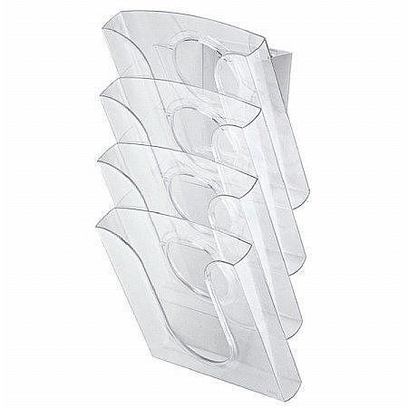 Držák na katalogy "Presenter", průhledná, 4 oddíly, včetně příslušenství k upevnění na zeď