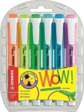Zvýrazňovač "Swing Cool", 1-4 mm, sada, 6 barev, STABILO