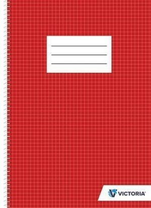 Blok na psaní, čtverečkovaný, drátěná kroužková vazba, A4, 70 listů, VICTORIA