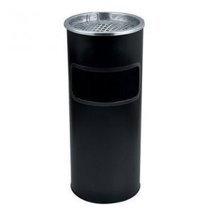 Odpadkový koš s popelníkem, kovový, černý