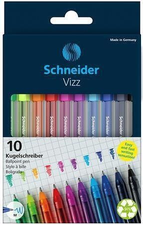 Kuličkové pero "Vizz", sada, mix barev, 0,5 mm, s uzávěrem, SCHNEIDER 102290