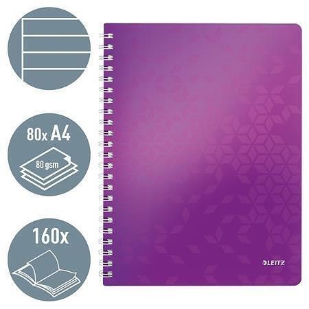 Blok na psaní "Wow", purpurová, A4, linkovaný, LEITZ